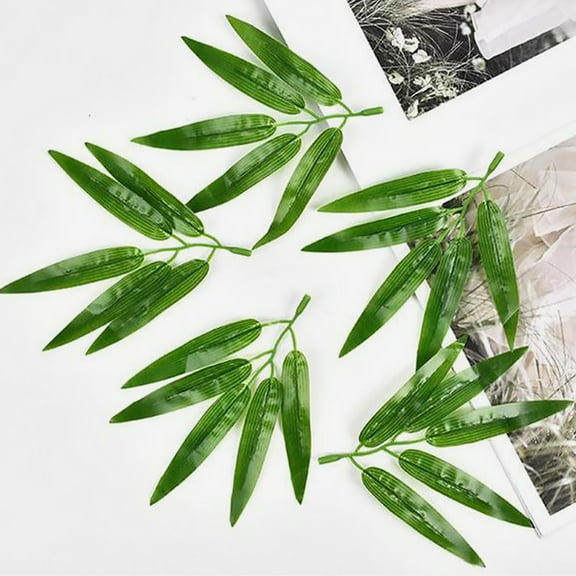 Raindrops 60pcs Decorative Fake Bamboo Leaves Artificial Plant Leaves For Diy Wreath