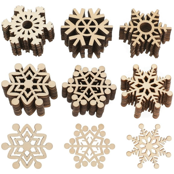 Raindrops 60pcs Unfinished Wood Snowflakes for Christmas DIY Crafts