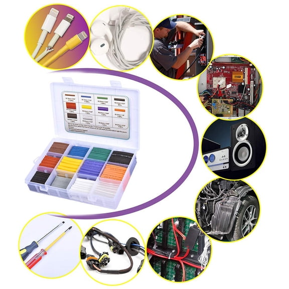 650Pcs Insolation Shround Insolation Power Wire Shround Heat shrinking Tube Flame retardant