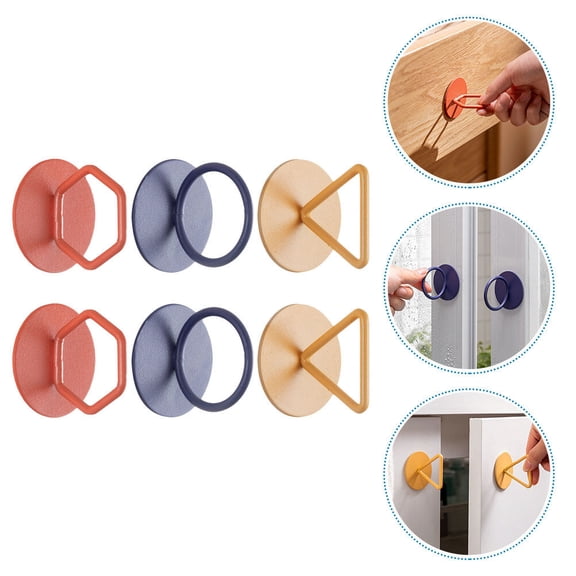 Raindrops 6-Pack Adhesive Auxiliary Handles for Doors and Furniture, Household Support Grip with Easy Installation