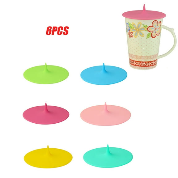 Raindrops 6PCS Water Drop Silicone Cup Lids Leak Proof Suction Seal Covers Assorted Colors