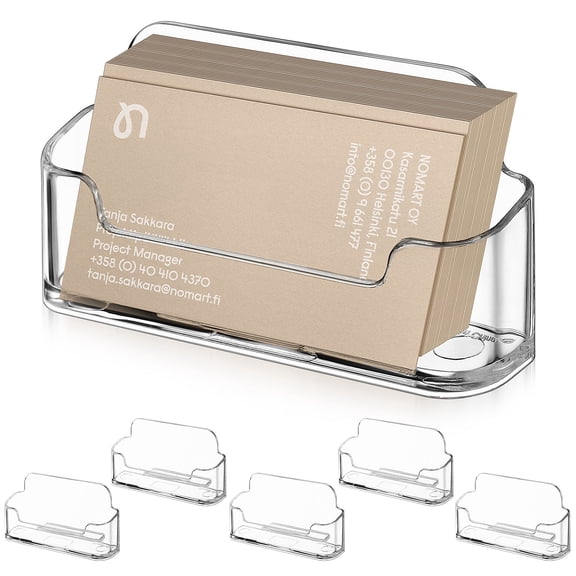 FOMIYES Set of 6 Transparent Acrylic Business Card Holders for Desk Organizer, Clear Office Accessories