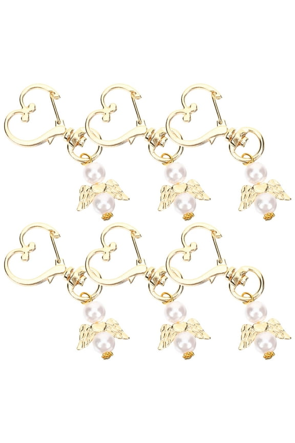 6-Pack Charm Keychains, Cute Shower Favors, Unique Angel Shape Key for