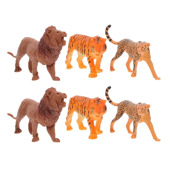 Raindrops 6Pcs Animal Figurine Wild Animals Cake Ornament Desktop Animal Statue Jungle Animal Craft