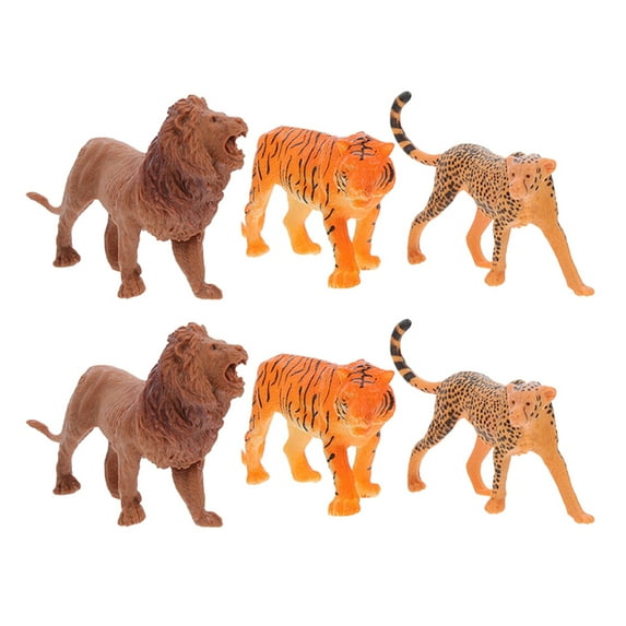 Raindrops 6Pcs Animal Figurine Wild Animals Cake Ornament Desktop Animal Statue Jungle Animal Craft