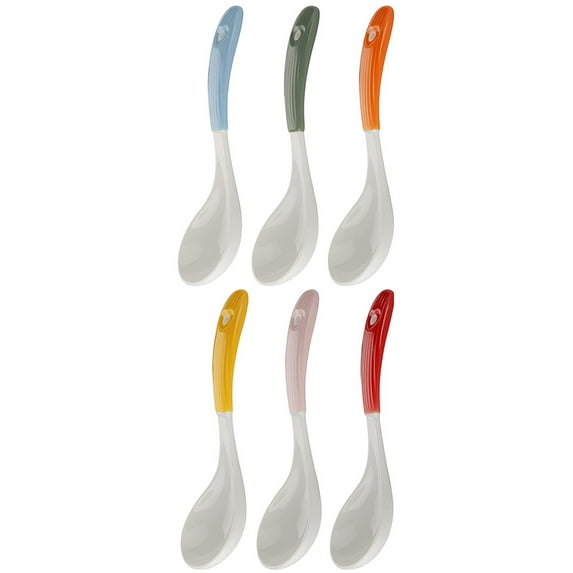 Raindrops 6-Piece Ceramic Asian Soup Spoons Set, Assorted Colors Kitchenware for Home and Dining Use