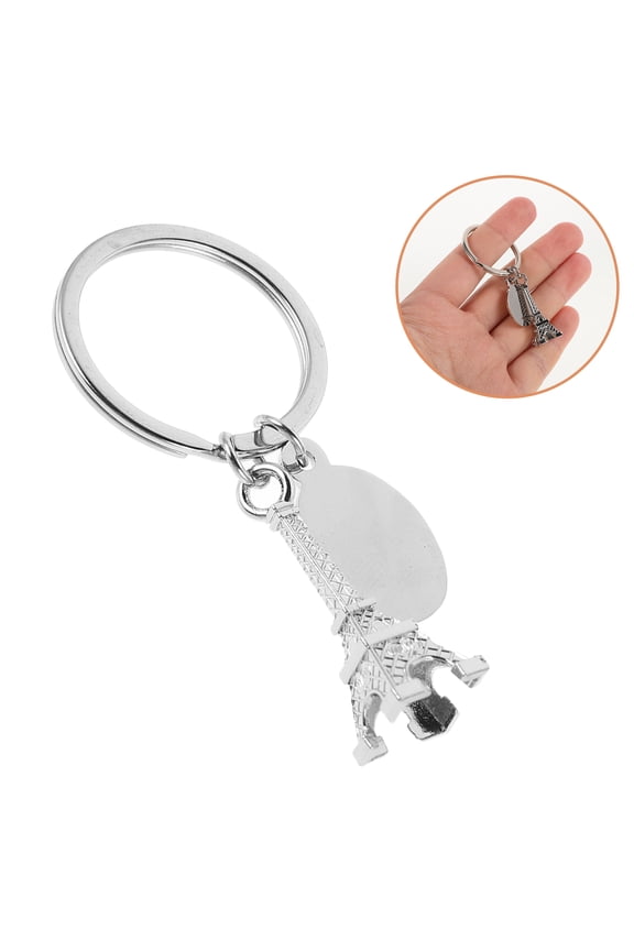 Raindrops 6Pcs Zinc Alloy Eiffel Tower Keychain with Badminton Design for Travel Souvenirs