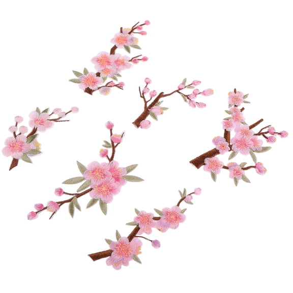 Raindrops Plum Blossom Applique Vibrant Full Embroidery Easy DIY Application 6Pcs