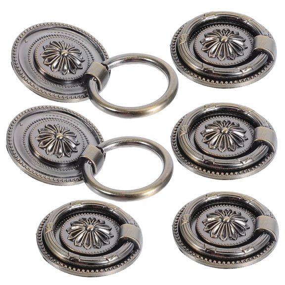 Raindrops 6Pcs Dark Brown Vintage Cabinet Pulls Single Hole Round Drawer Handles for Furniture