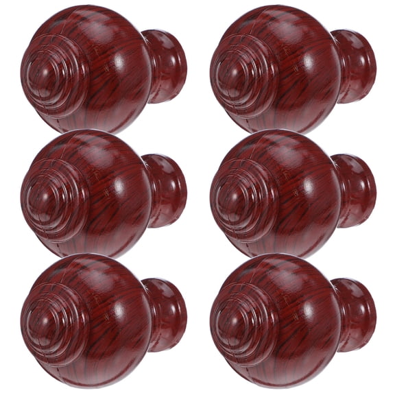 Raindrops 6Pcs Brown Wood Grain Curtain Rod Finials Easy Install Decorative Rod End Caps