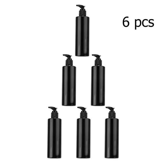 Raindrops 6Pcs Empty Lotion Bottles Plastic Refillable Shampoo Bottles Black Random Color Head 250ml Home Use