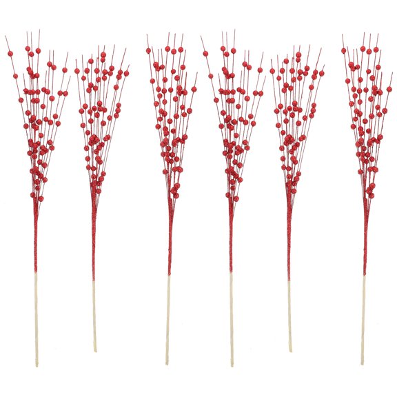 Raindrops 6 Pcs Artificial Red Berry Branches for Flower Arrangements, Christmas Holiday Decor, Craft Supplies for Enthusiasts