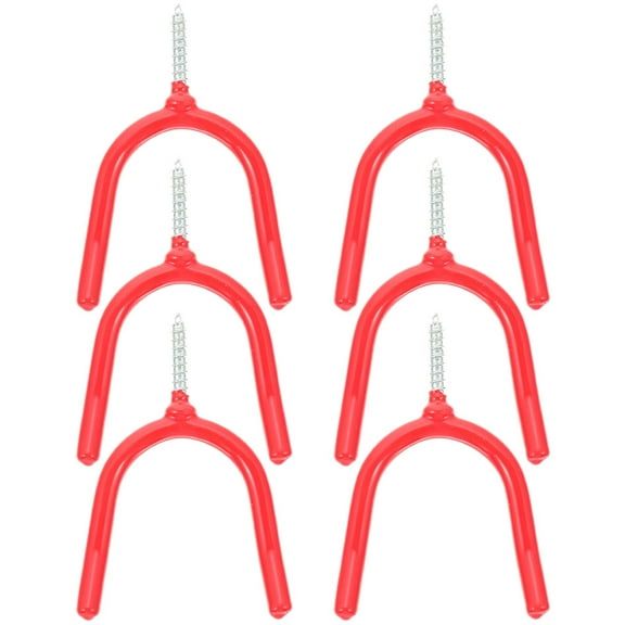 Raindrops Red Metal Garage Hooks Heavy Duty Tool Hangers for Home and Workshop 6 Pieces Storage