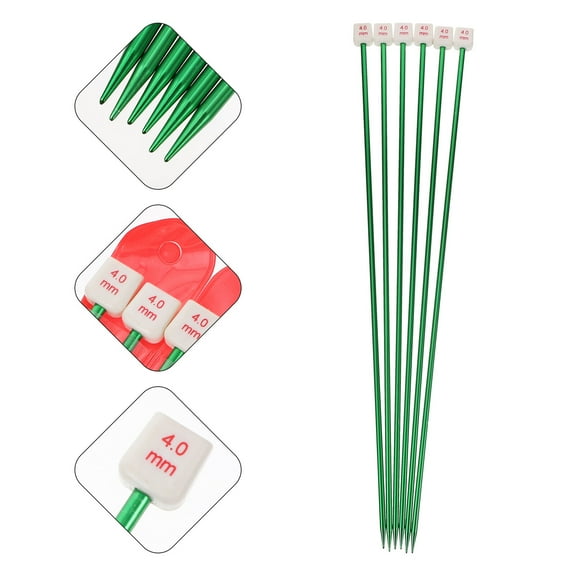 Raindrops 6Pcs Green Aluminum Knitting Needles Kit for Sweater and Scarves Knitting Tools