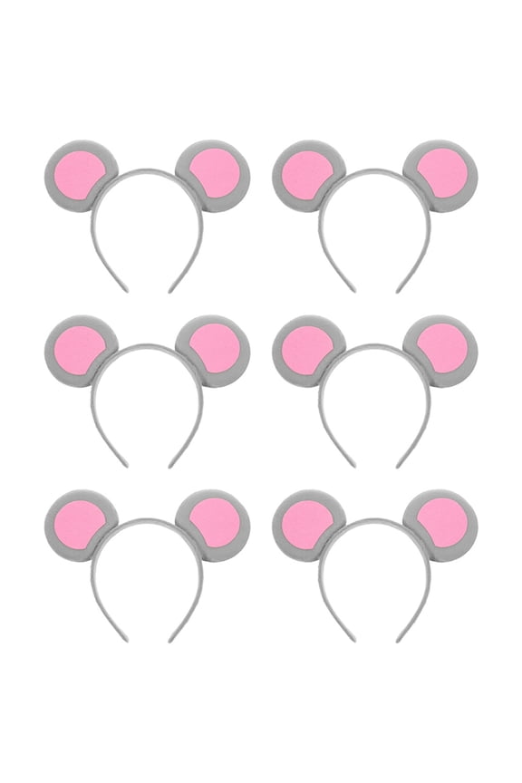6Pcs Grey Mouse Ears Headband for Women and Girls with Cute Design for Stage Performance