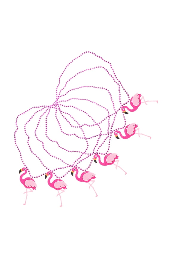 6Pcs Hawaiian Flamingo Felt Pendant Necklace Pink Tropical Bird Jewelry for Summer Parties