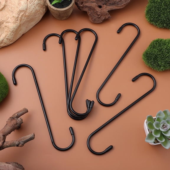 Raindrops 6Pcs Heavy Duty Steel S Hooks for Hanging Baskets Pots Brake Calipers in Black