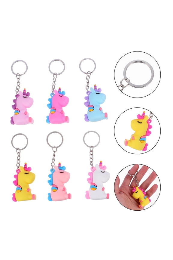 Assorted Color Keychain Set, 6 Pieces PVC Decorative Accessories for Bags and