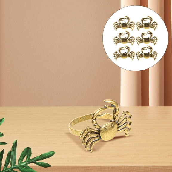 FOMIYES 6Pcs Sturdy Metal Crab Napkin Rings for Nautical Table Decor and Elegant Wedding Napkin Holders