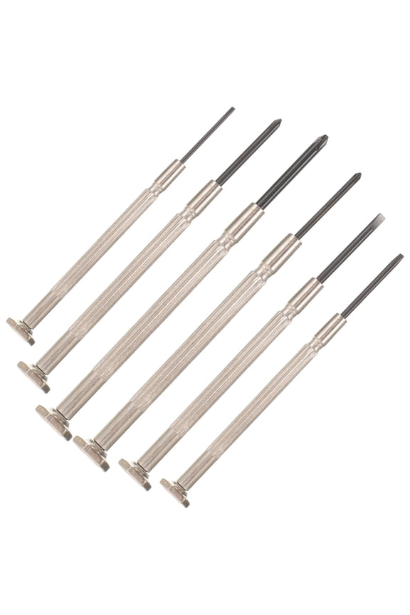6Pcs Mini Precision Screwdrivers Watch Fixing Tool Kit Carbon Steel 9.50X1.00X1.00Cm 8.20X0.70X0.70Cm