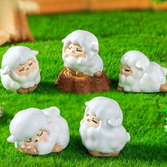 Raindrops 6-Piece Miniature Resin Figurines Set, Assorted Landscape Decorations for Home and Garden Display