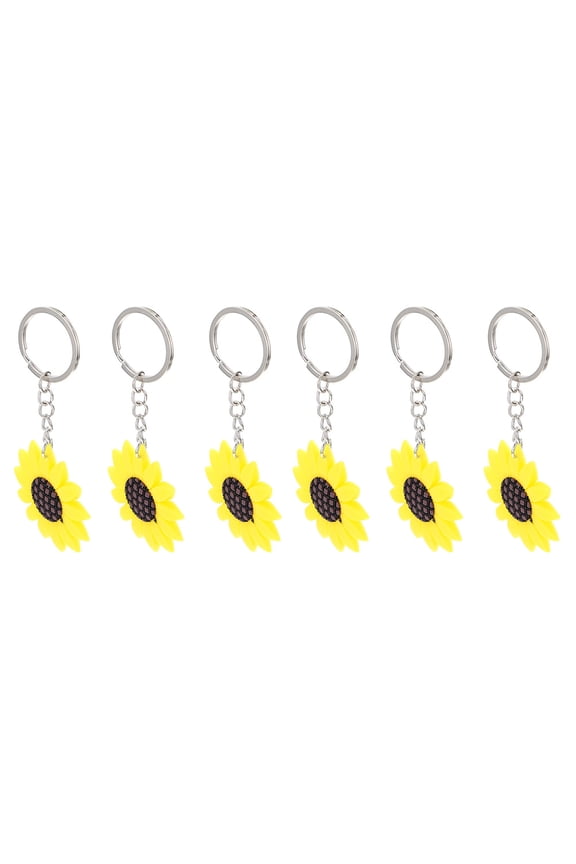 6-Pack Portable Sunflower Flower Key Holders for Families, and Stylish Keychain Accessories
