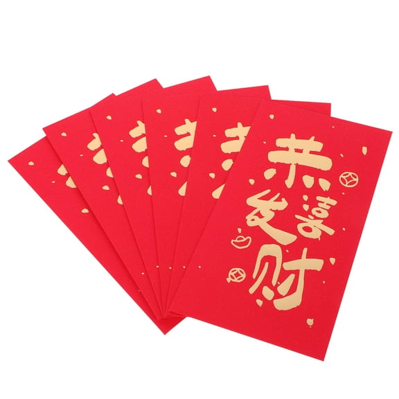 Raindrops Lunar New Year Celebrations Cash Storage Red Envelopes 6Pcs 6.6X3.5In