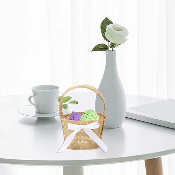 Raindrops 6-Pack Rustic Burlap Handheld Easter Baskets for Garden Party, Camping, Outdoor Spring Celebrations