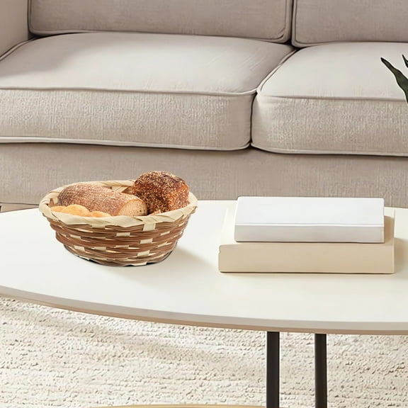 Raindrops 6Pcs Rustic Charm Bread Baskets Woven Fruit Storage Basket For Restaurant 7.07X7.07X2.36In