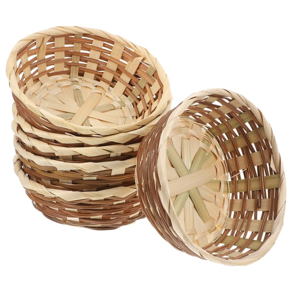 Raindrops 6-Pack Rustic Woven Bread and Fruit Storage Baskets for Restaurant Use, 7.07 x 7.07 x 2.36 Inches
