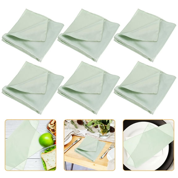 Raindrops 6Pcs Square Satin Napkins In Light Green For Luxurious Dining Experiences