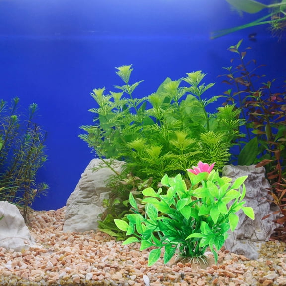 Raindrops 6Pcs High Realism Green Aquarium Plastic Plants for Fish Tank Decoration