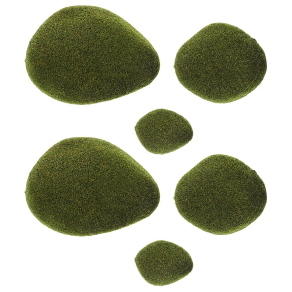 Raindrops 6pcs Artificial Moss Rocks Decorative Faux Green Moss Covered Stones Fake Moss Ball For Garden Decor Diy Floral Arrangements Plant Poted Decoration