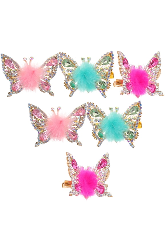 6Pcs Butterfly Shaped Hair Pins in Assorted Colors for Birthday and Cosplay Hair Decoration