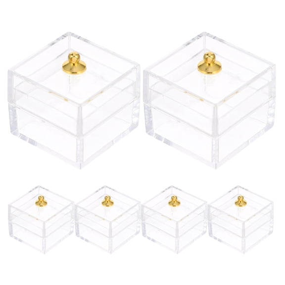 Raindrops Clear Storage Box With Lid Dollhouse Miniature Storage Containers 6Pcs