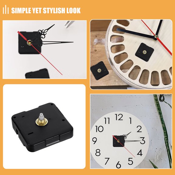 LABRIMP Compact Black Quartz Clock Movement, Sturdy ABS, Accurate, Silent, Easy Maintenance 6Pcs