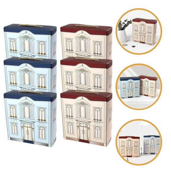 Raindrops 6pcs House Shaped Paper Boxes Empty Present Bags House Shaped Candy Boxes Candy Packing Boxes