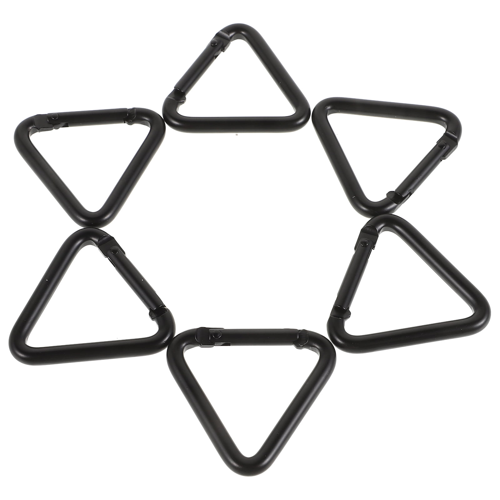 Raindrops 6pcs Small Triangle Aluminum Carabiner Clips Black