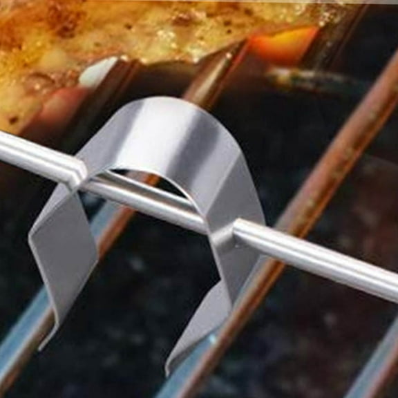 Raindrops 6pcs Meat Thermometer Probe Clip Holder Thermometer Holder Barbeque Holder for Temperature Readings Smoker Grill Oven BBQ (Silver)