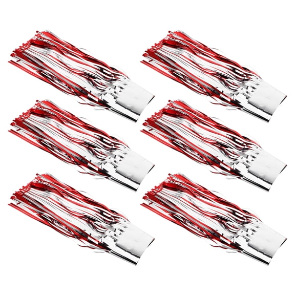Raindrops 6pcs Metallic Tinsel Streamers Curtains For Wedding Birthday Party And Valentine'S Day Red Foil Fringe Backdrop For Photo Booth