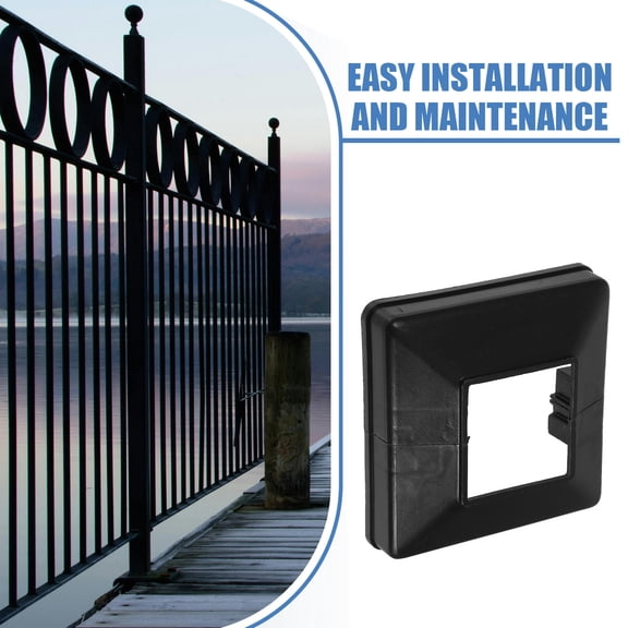 Raindrops Set of 6 Black PVC Plastic Base Plates for Deck Posts, Ideal for Outdoor Space Enhancement