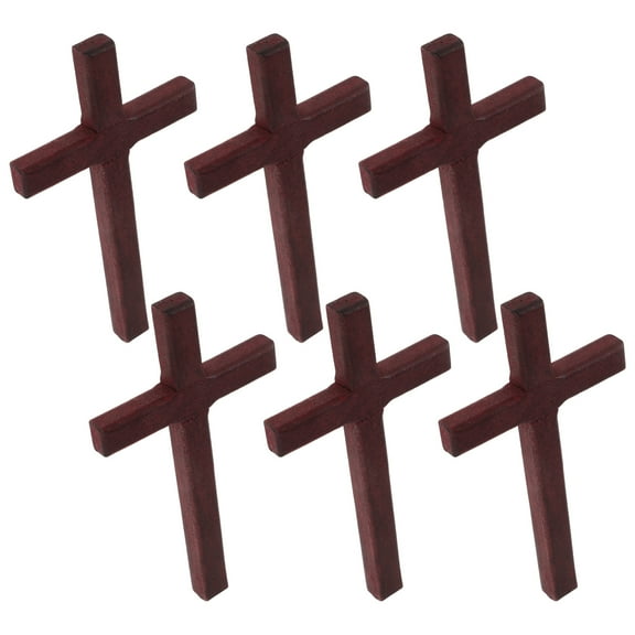 Raindrops Dark Red Wooden Cross for Decor Lightweight Compact and Smooth to Touch Fits Various Scenes 6 Pieces
