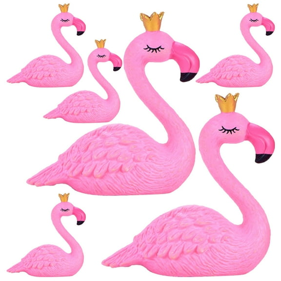 Raindrops 6pcs Tiny Flamingo Decorations Miniature Crown Flamingo Statue Flamingo Figurines
