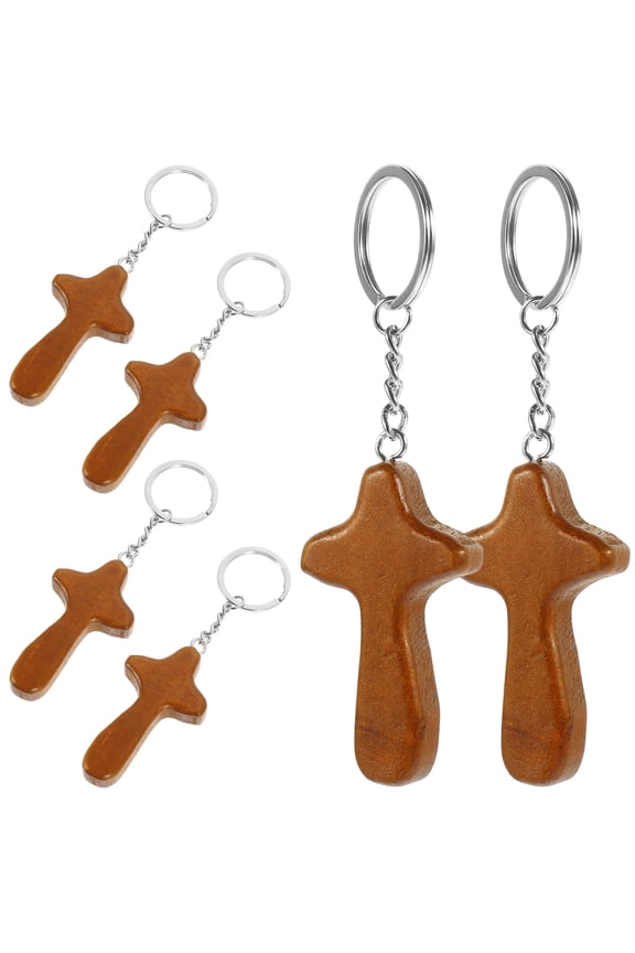 Keychain Charm Cross Keychains Brown 6Pcs