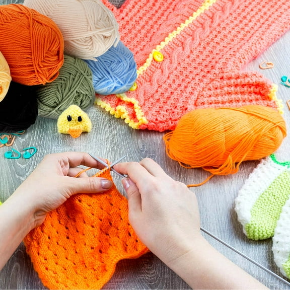 Raindrops 7 Pcs Sturdy Stitch Definition Hand Knitting Yarn for Craft Projects Light Yellow