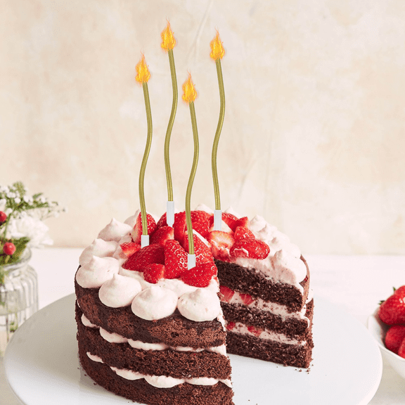 Raindrops Spiral Birthday Candles Golden Paraffin Unique Design Safe Stable for Home Use 72Pcs