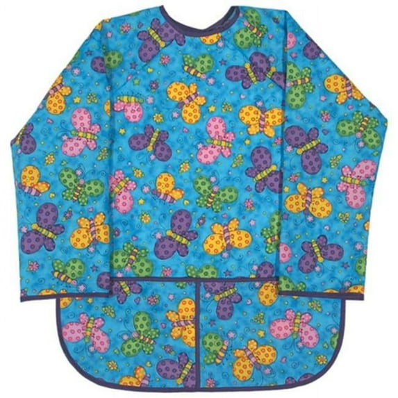 Raindrops 7798BU Raindrops Kindergarten Art Smock-Turquoise Butterfly Girl Print