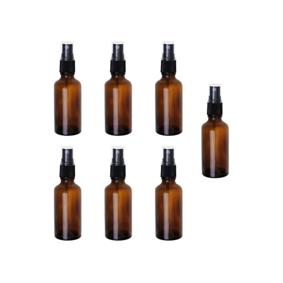 Raindrops 7Pcs Glass Spray Bottle Emulsion Subpackaging Brown 30ml Essential Oil Container with Press Pump