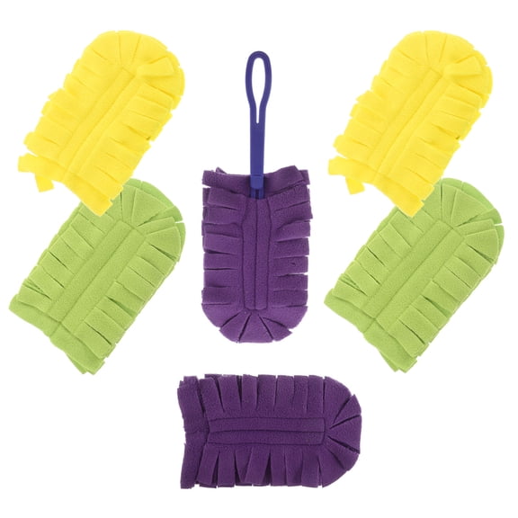 FOMIYES 7Pcs Reusable Duster Pads with Handle for Home Dry and Wet Cleaning Tasks
