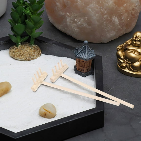 Raindrops 7pcs Garden Sandbox Rakes Crafts Portable Tabletop Rakes Miniature Rakes Decorations